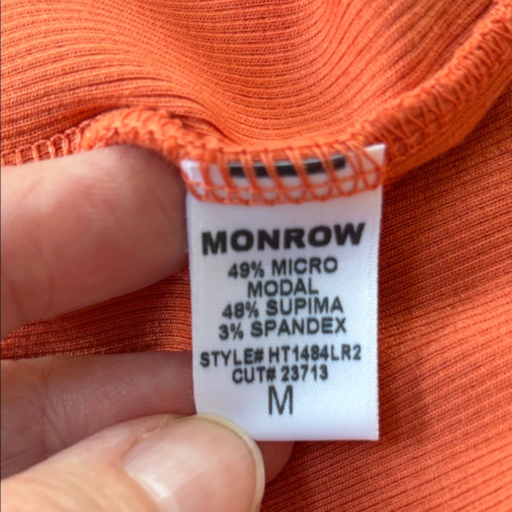 NWOT Monrow Ribbed Racerback Tank Top – Dark Orange – Size Medium - Picture 7 of 8